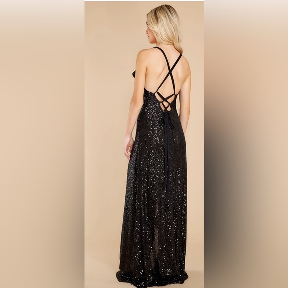 RED DRESS black sequins maxi dress. Never worn. - Picture 2 of 3